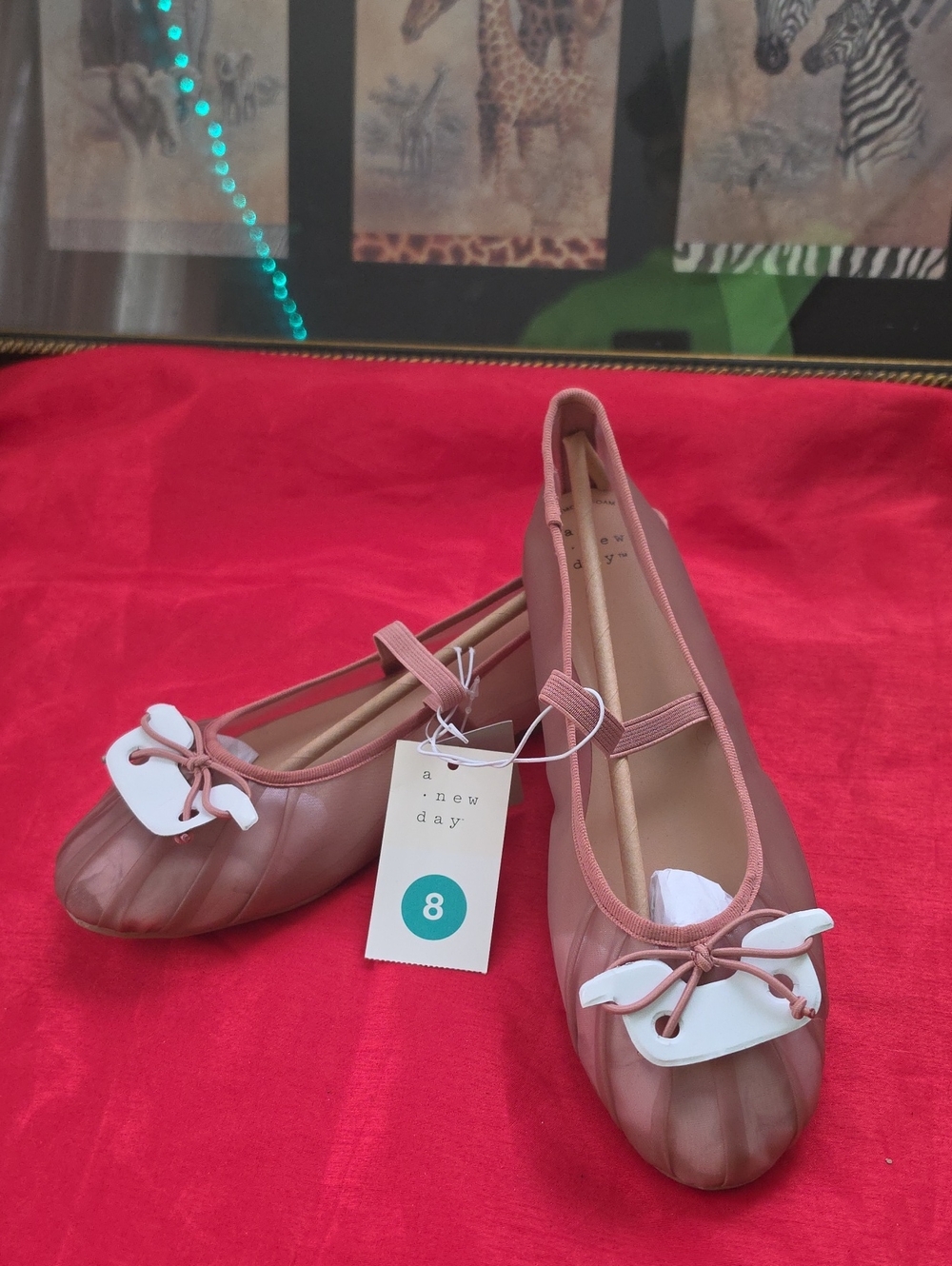 a new day Pink Ballet Flats with Bow Accent